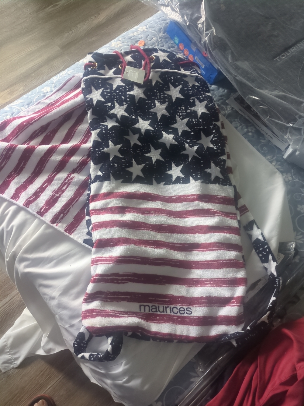 Maurices Stars & Stripes Drawstring Beach Bag - Red, White & Blue